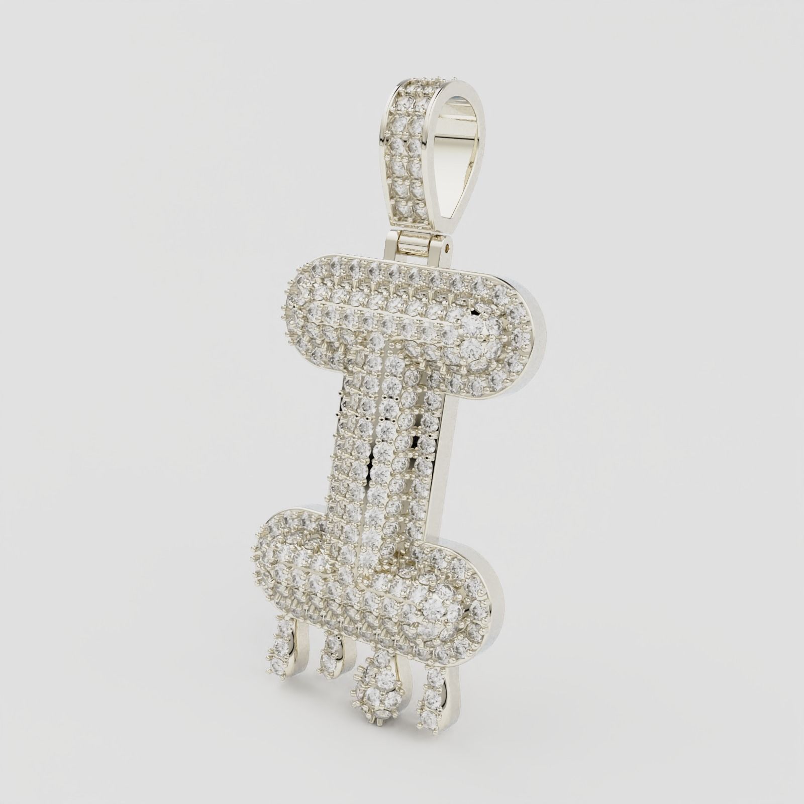 Bubble Letter I with Drip Pendant 3D print model_6