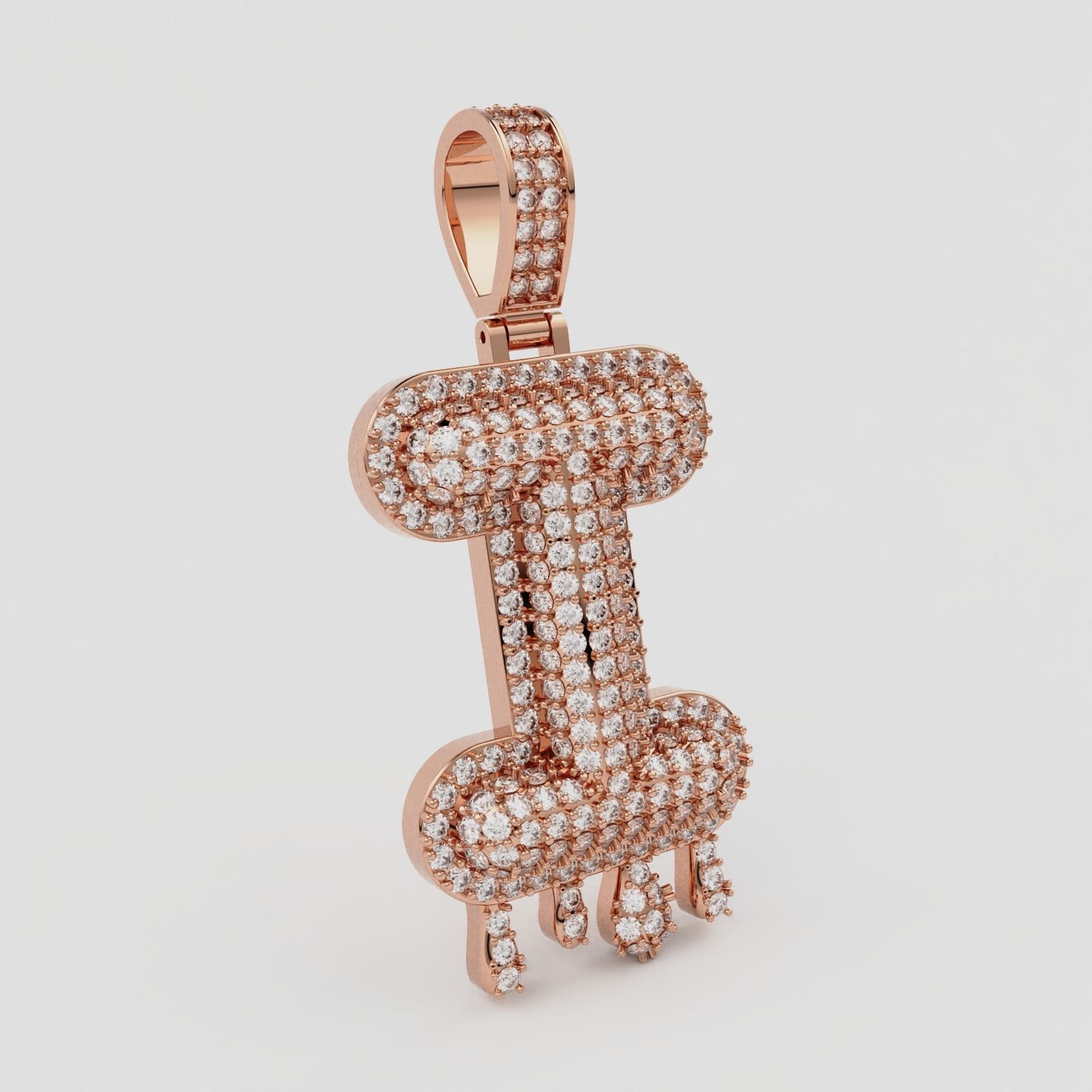 Bubble Letter I with Drip Pendant 3D print model_4