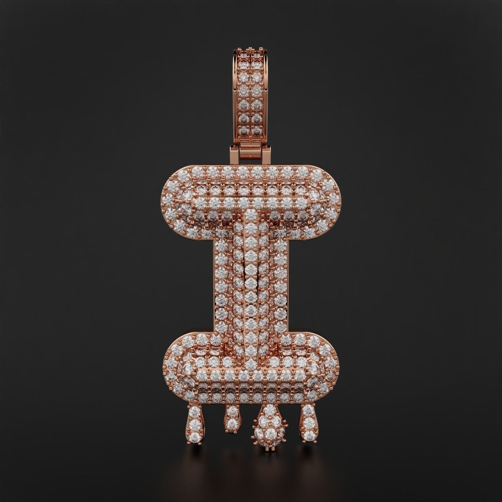 Bubble Letter I with Drip Pendant 3D print model_1