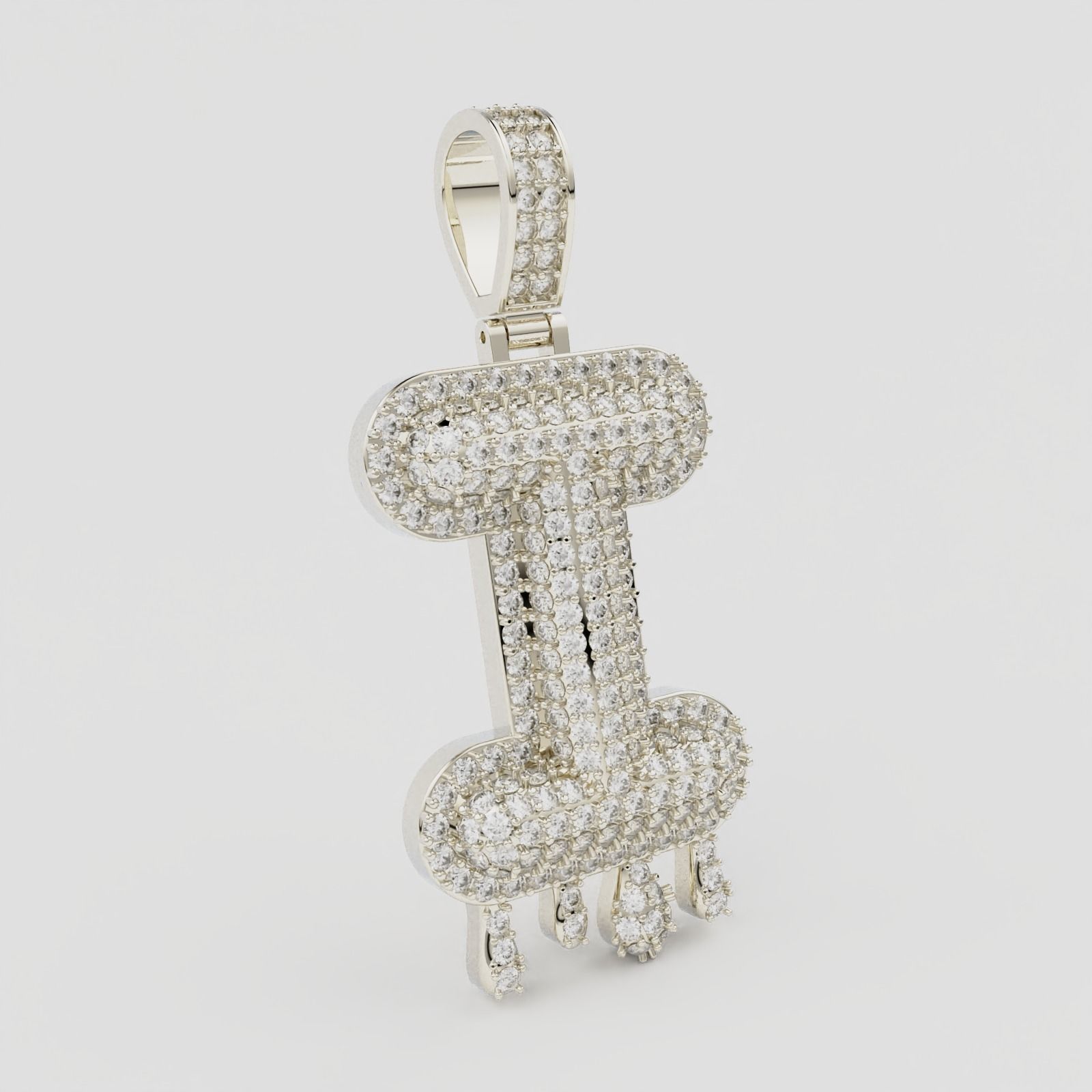 Bubble Letter I with Drip Pendant 3D print model_5