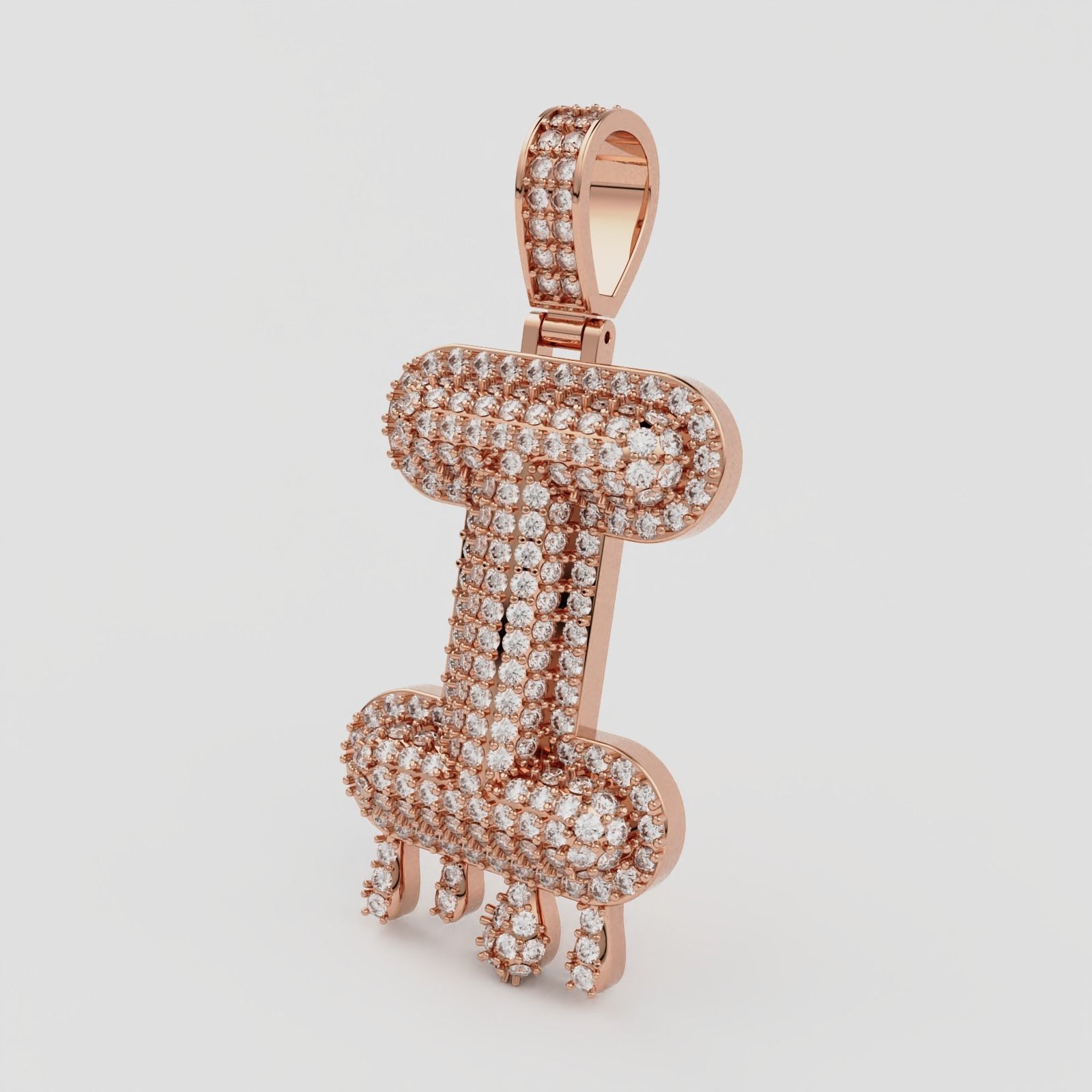 Bubble Letter I with Drip Pendant 3D print model_10