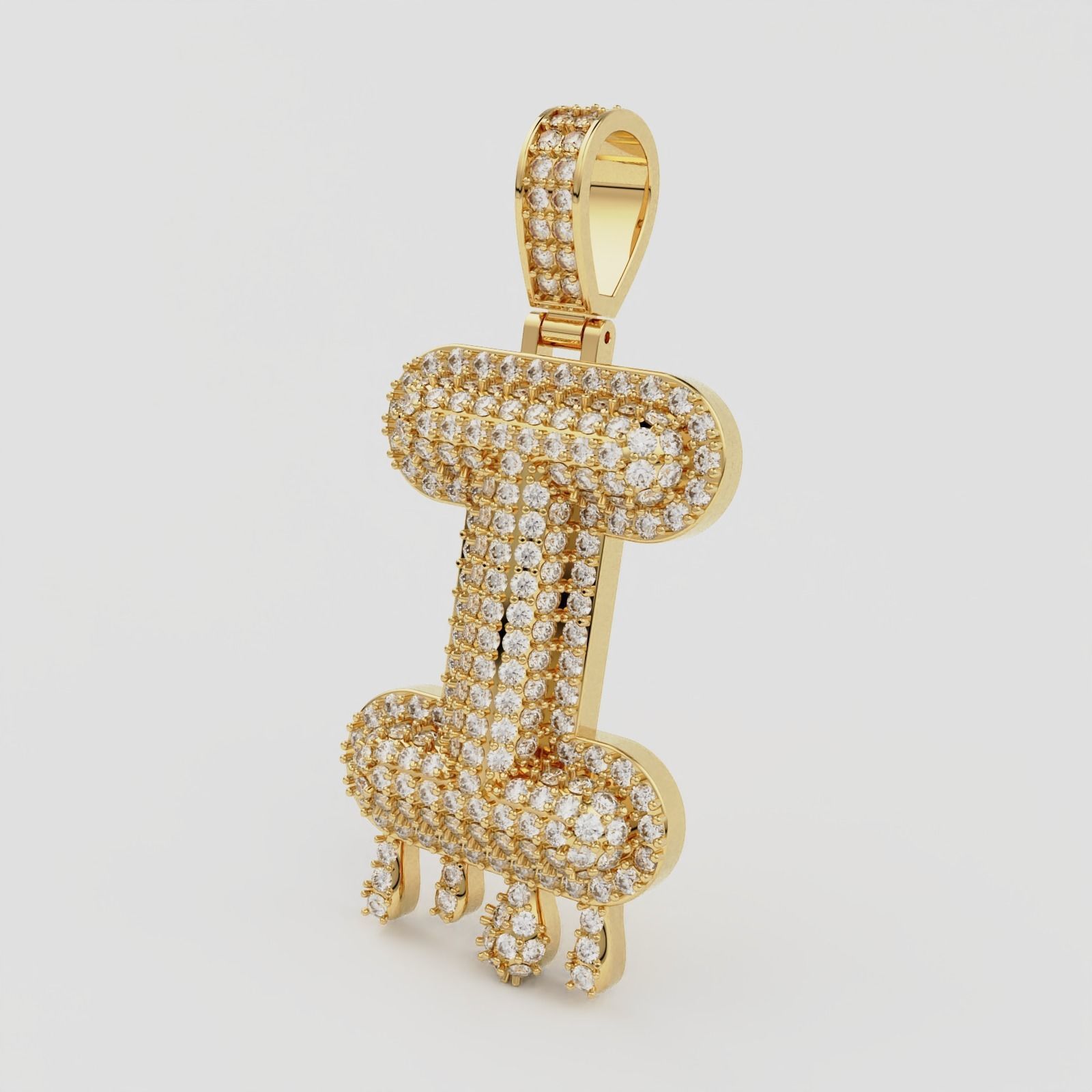 Bubble Letter I with Drip Pendant 3D print model_7
