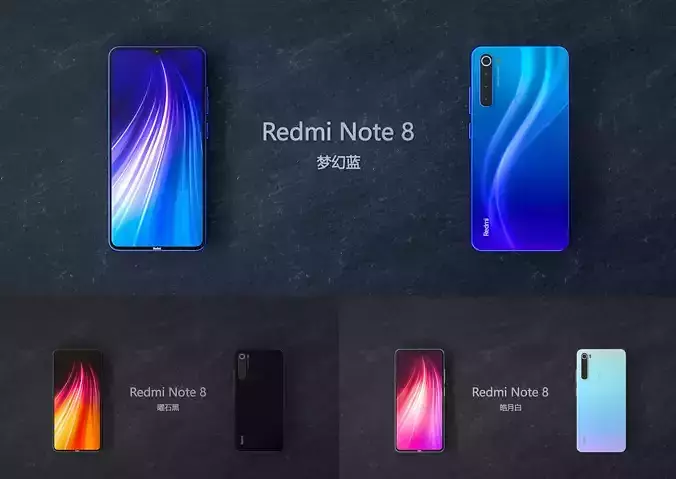 Redmi Note8 cell phone 3D model