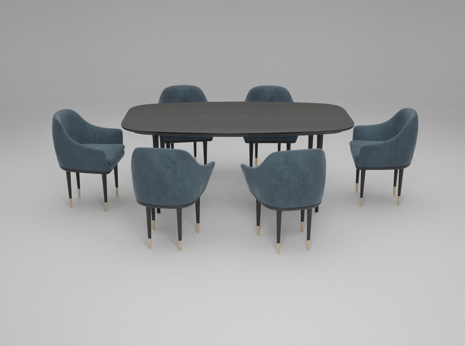 CB2 rouka chair  round dining table 3D model Low-poly 3D model_3