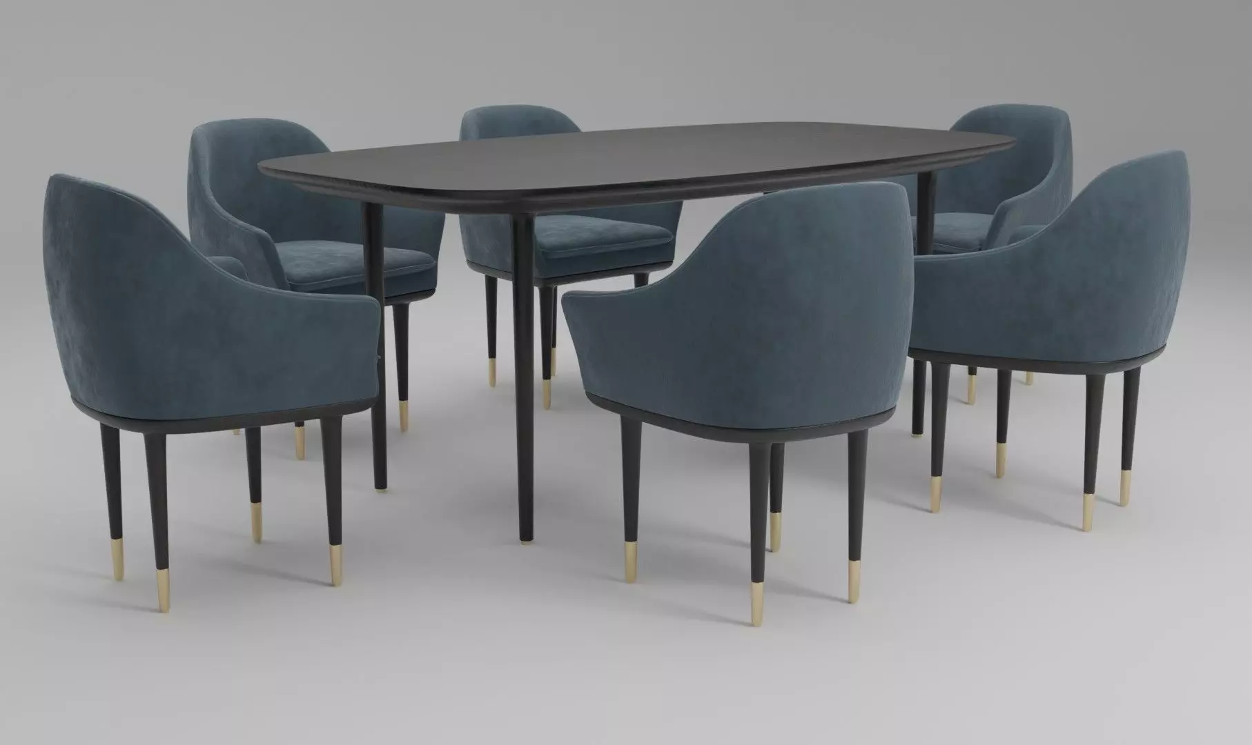 CB2 rouka chair  round dining table 3D model Low-poly 3D model_0