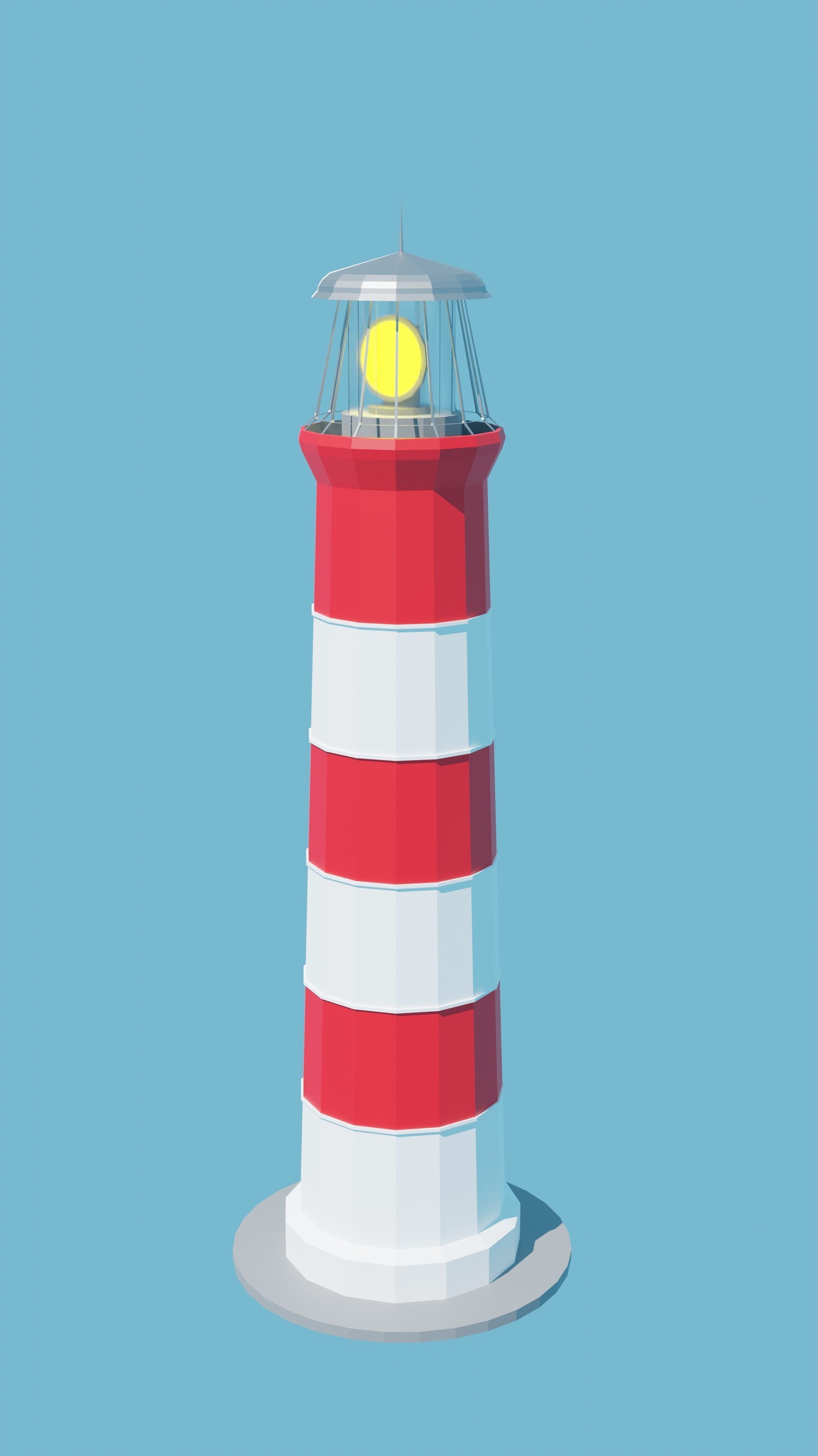 Lowpoly Animated Lighthouse Modell Free low-poly 3D model_5