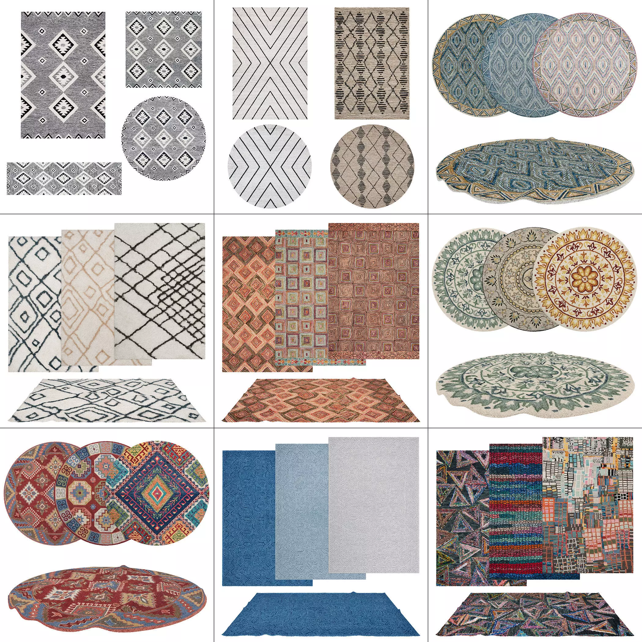 9 in 1 Rug Collection No 20 Low-poly 3D model_0