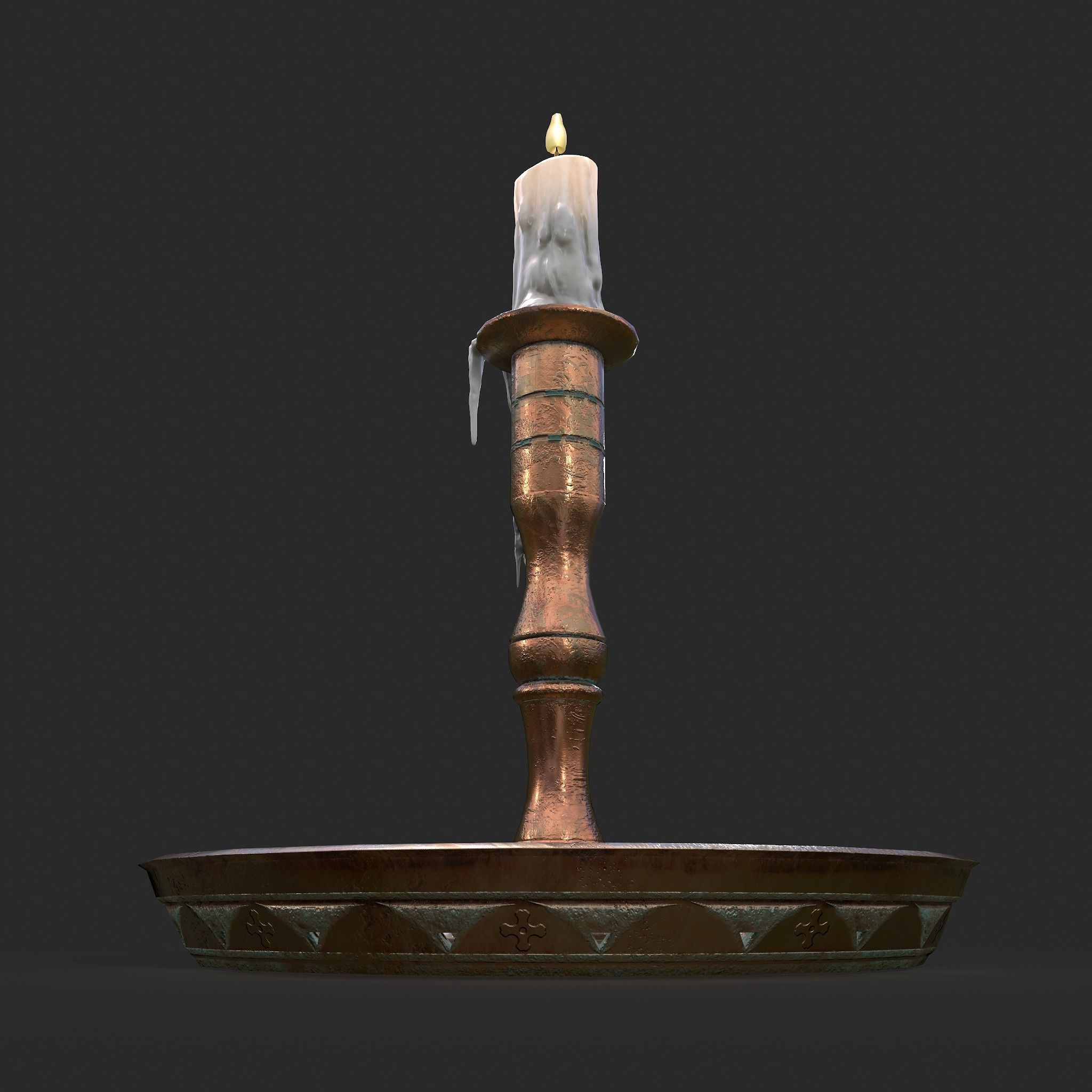 Candle and Holder Low-poly 3D model_20