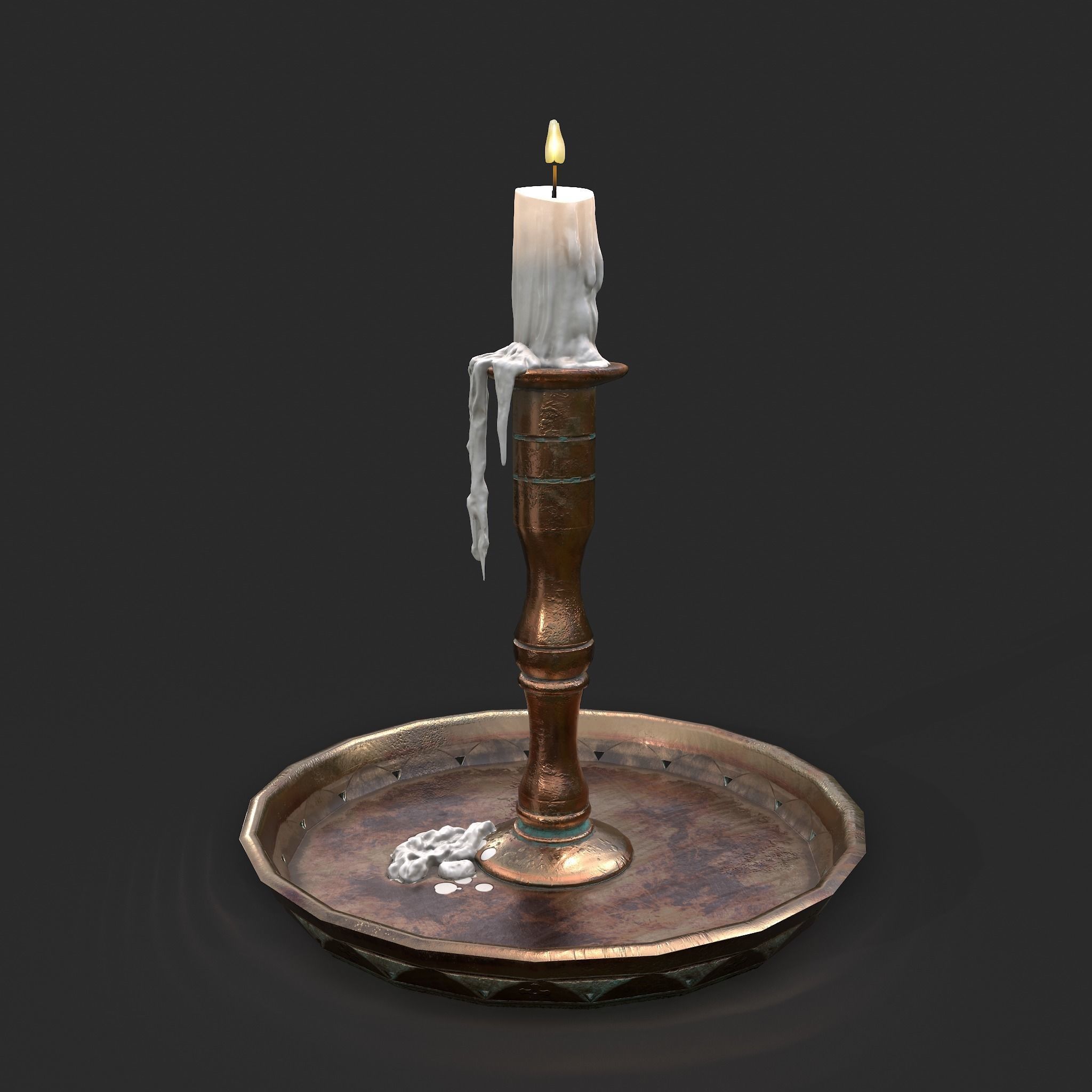 Candle and Holder Low-poly 3D model_44
