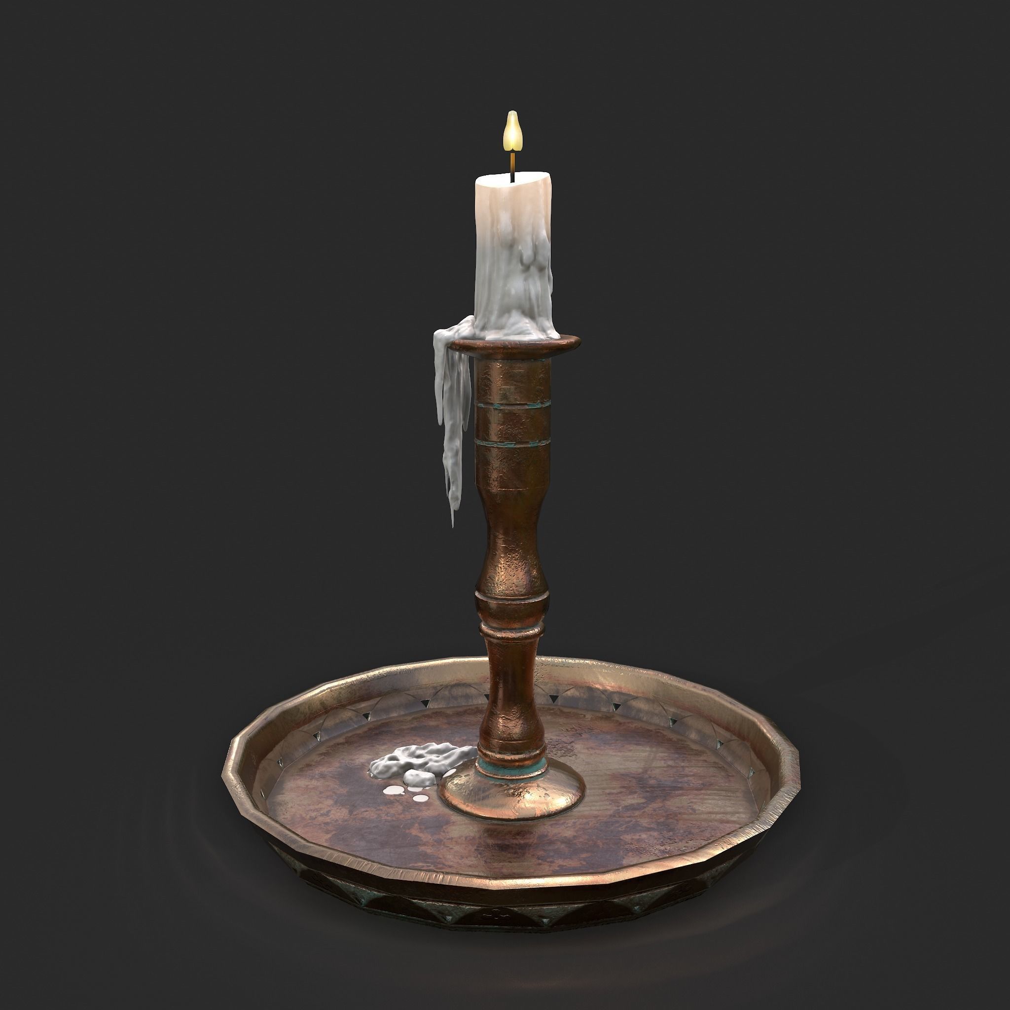 Candle and Holder Low-poly 3D model_19
