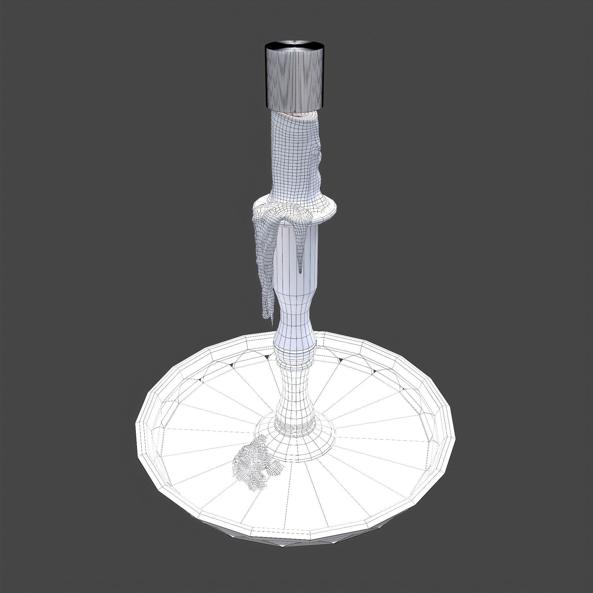 Candle and Holder Low-poly 3D model_24