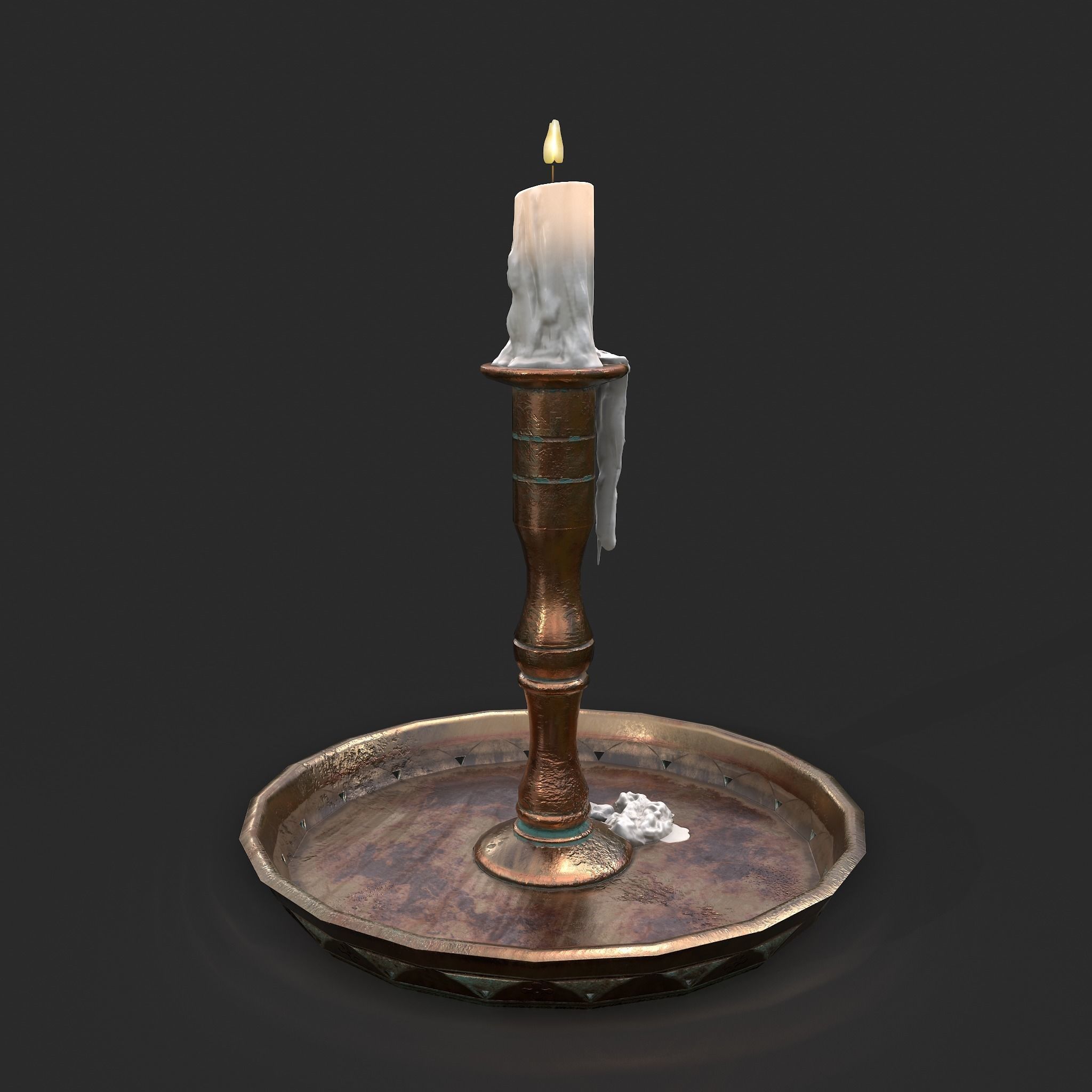 Candle and Holder Low-poly 3D model_8