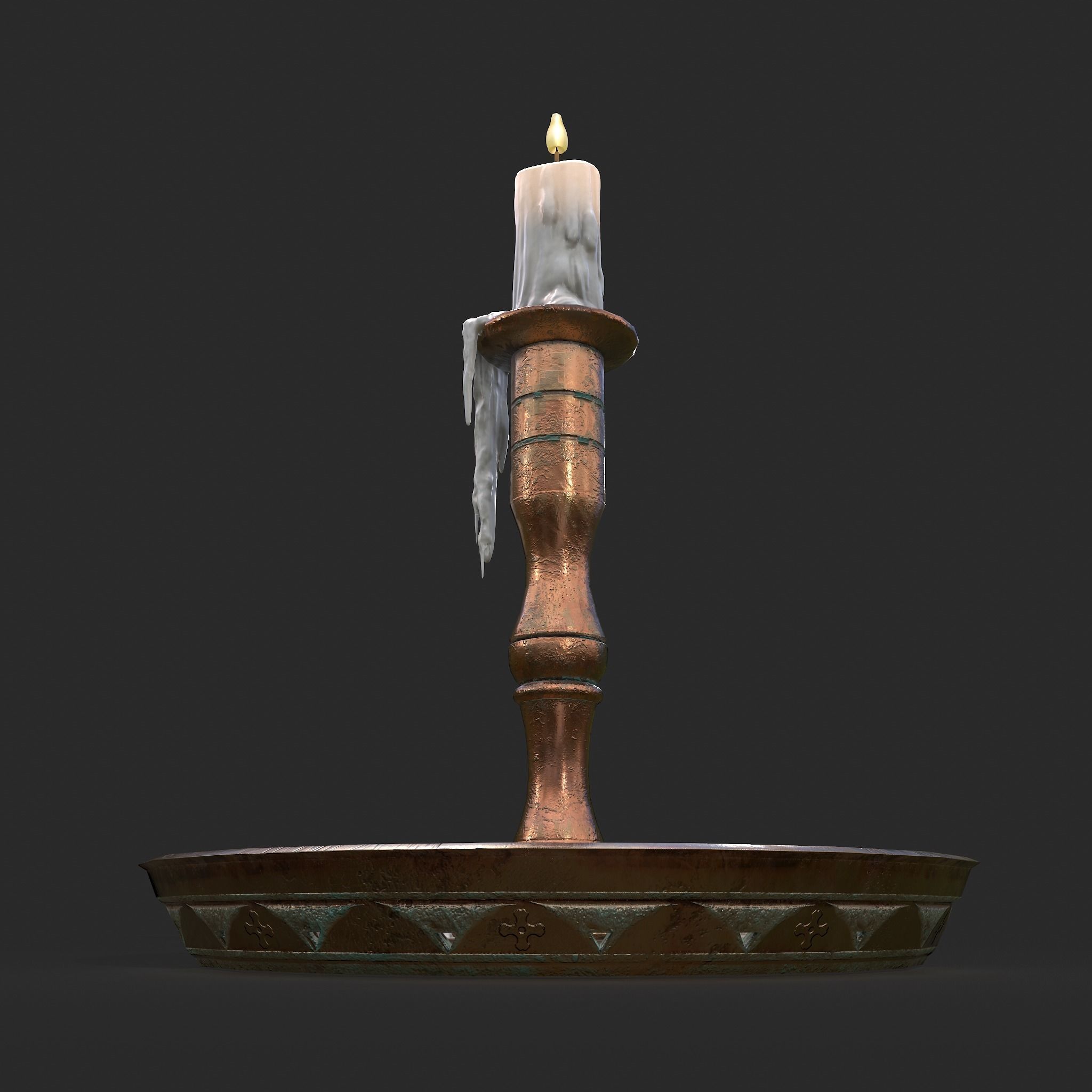 Candle and Holder Low-poly 3D model_21