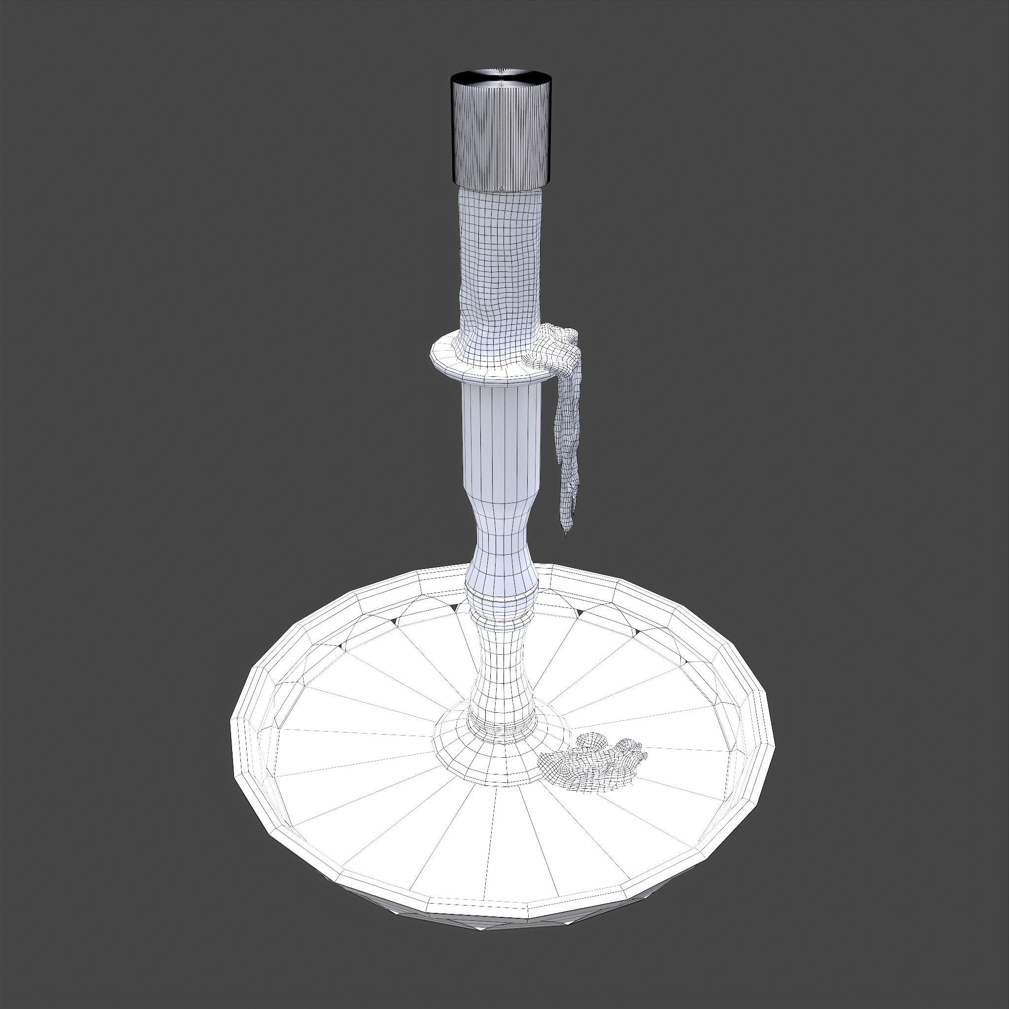 Candle and Holder Low-poly 3D model_27