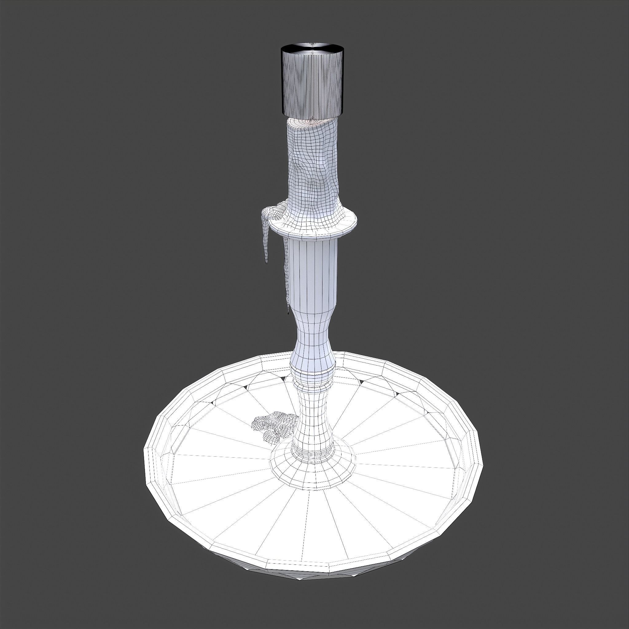 Candle and Holder Low-poly 3D model_22