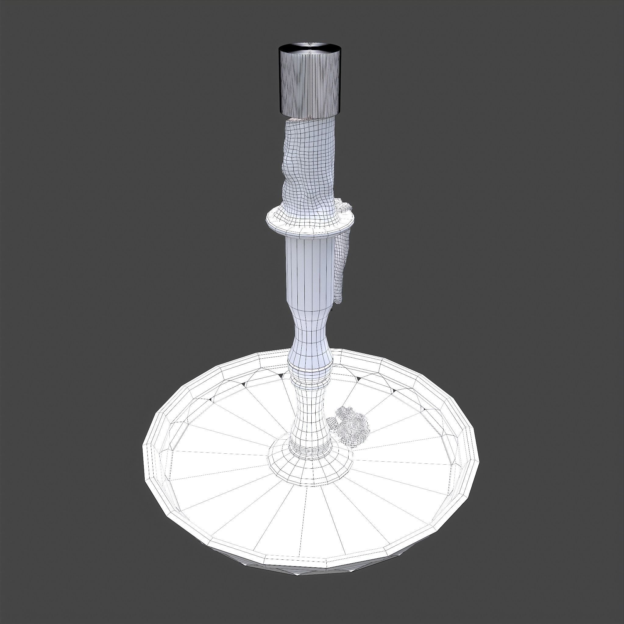 Candle and Holder Low-poly 3D model_29