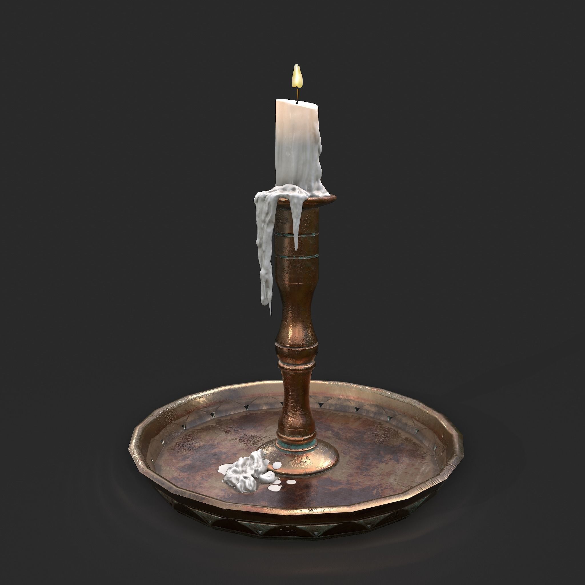 Candle and Holder Low-poly 3D model_3