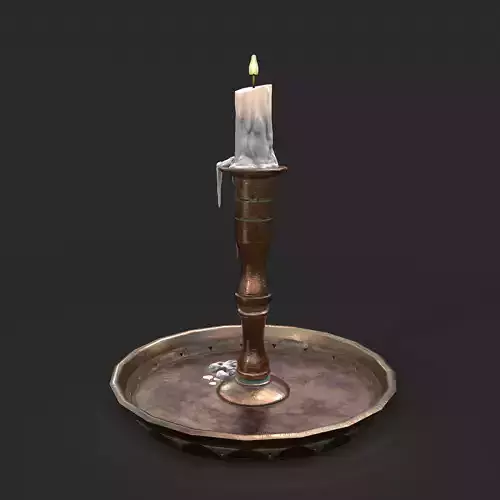 Candle and Holder Low-poly 3D model