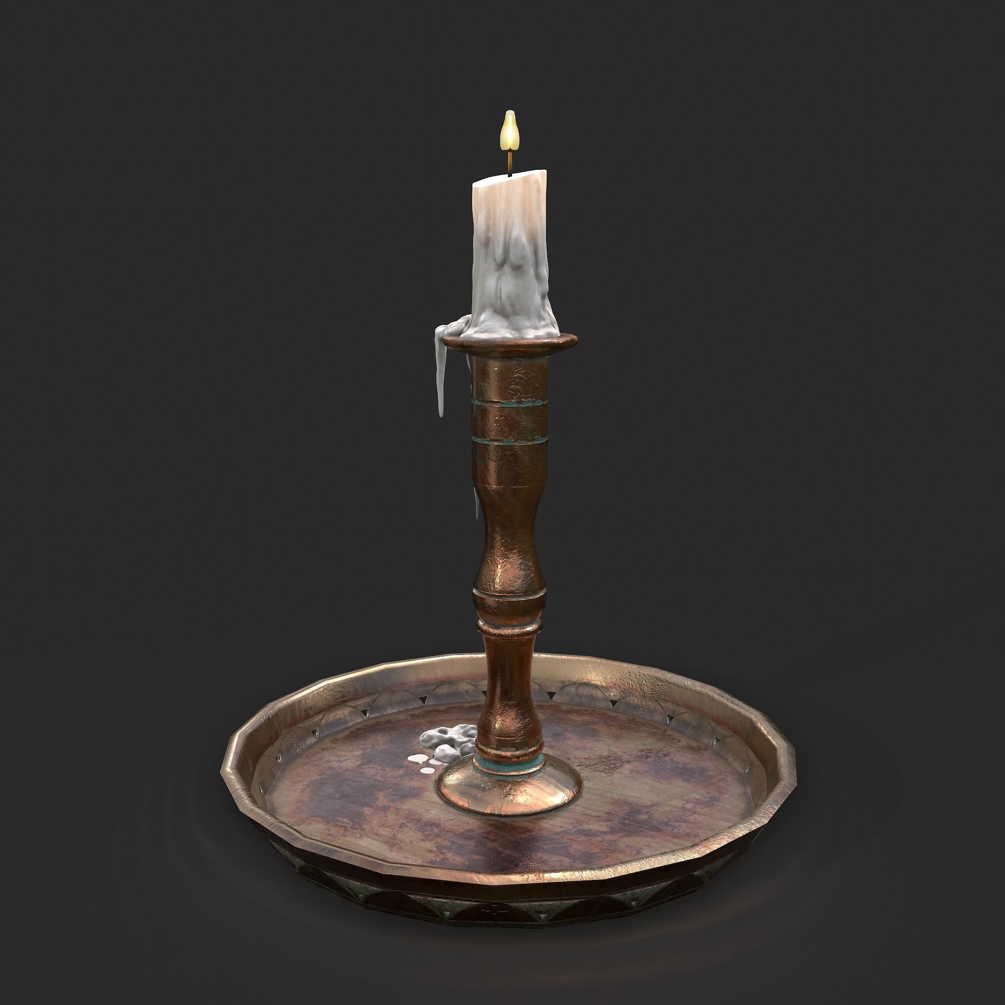 Candle and Holder Low-poly 3D model_42