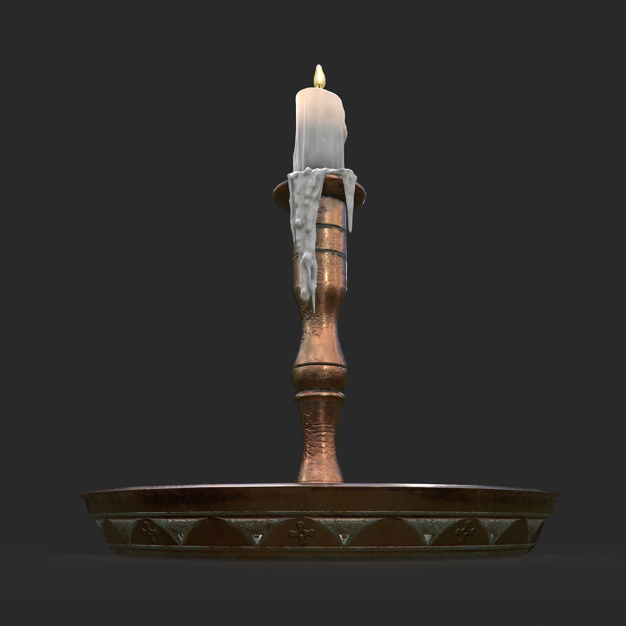 Candle and Holder Low-poly 3D model_14