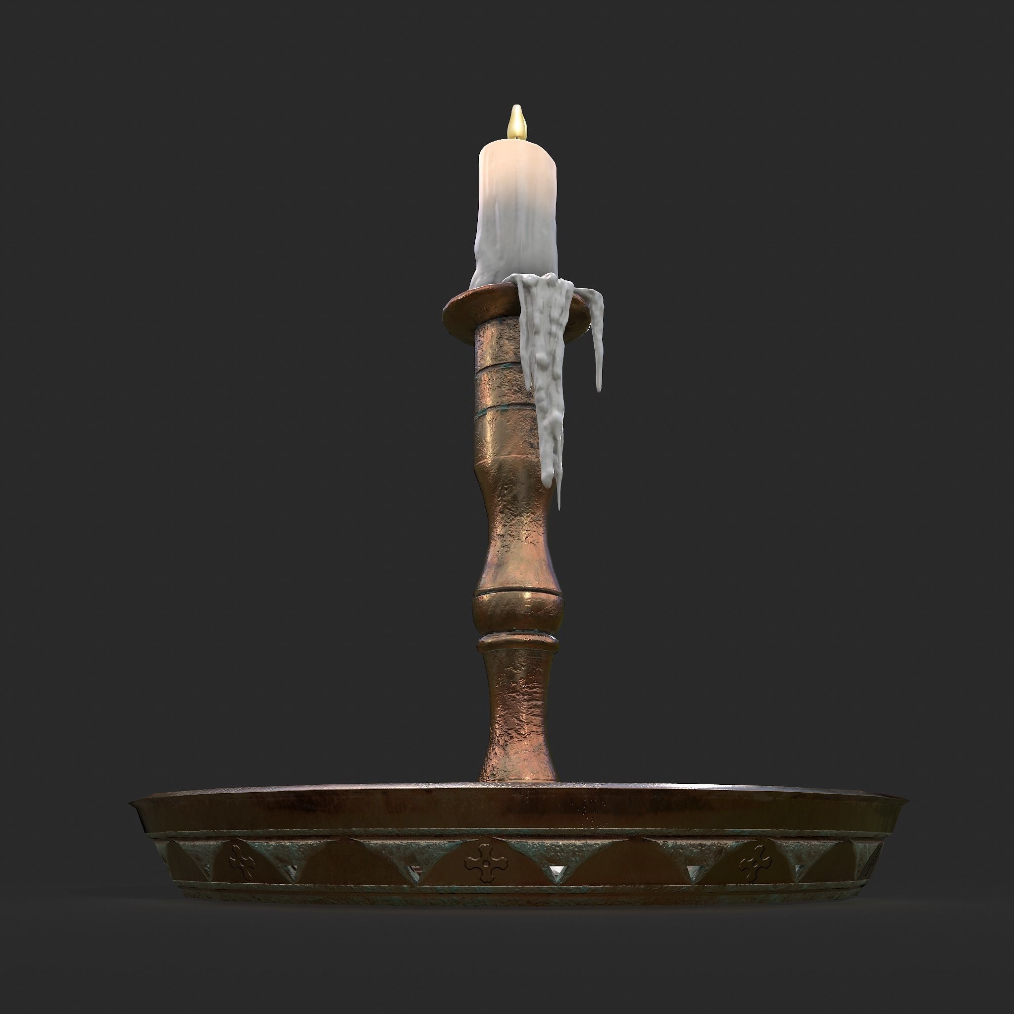 Candle and Holder Low-poly 3D model_15