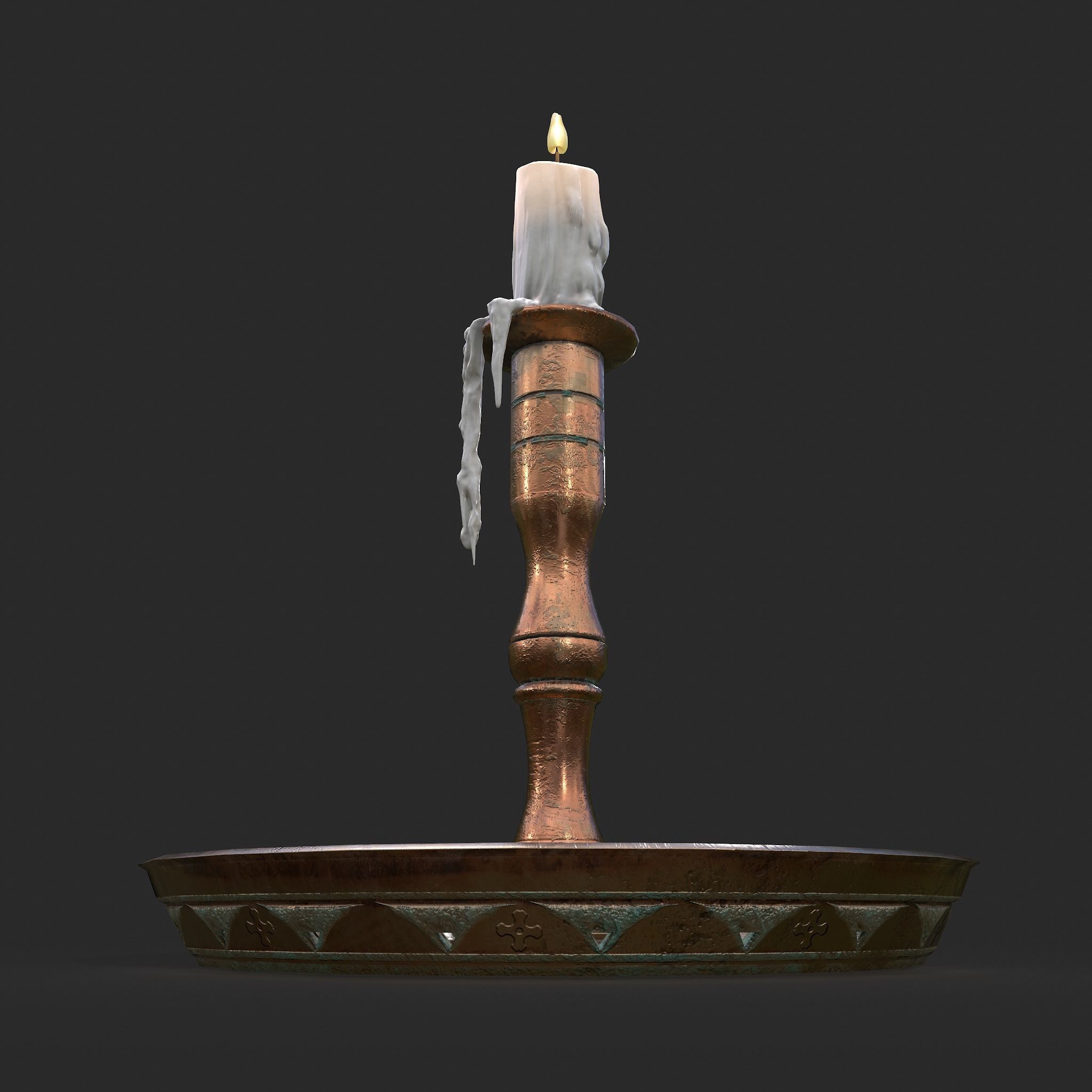 Candle and Holder Low-poly 3D model_12