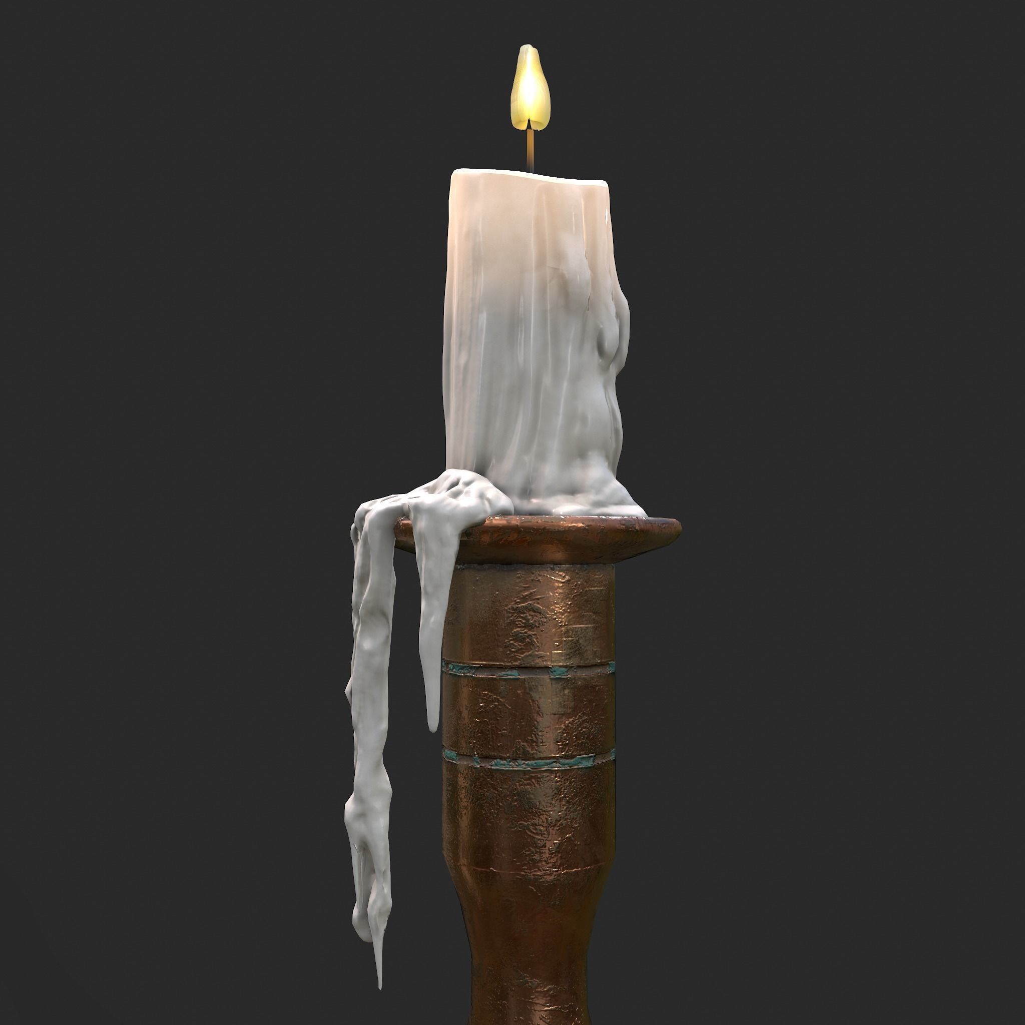 Candle and Holder Low-poly 3D model_11