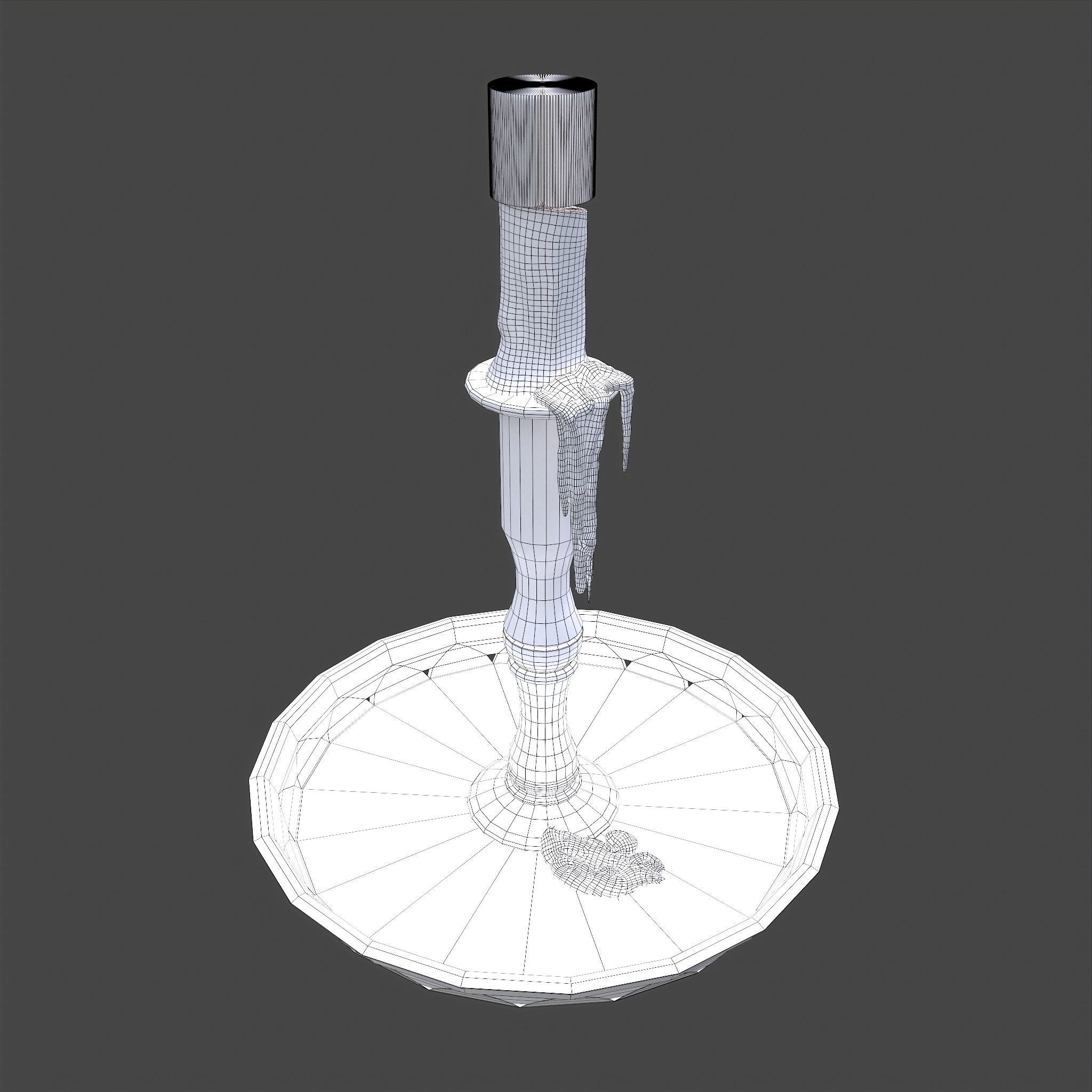 Candle and Holder Low-poly 3D model_26
