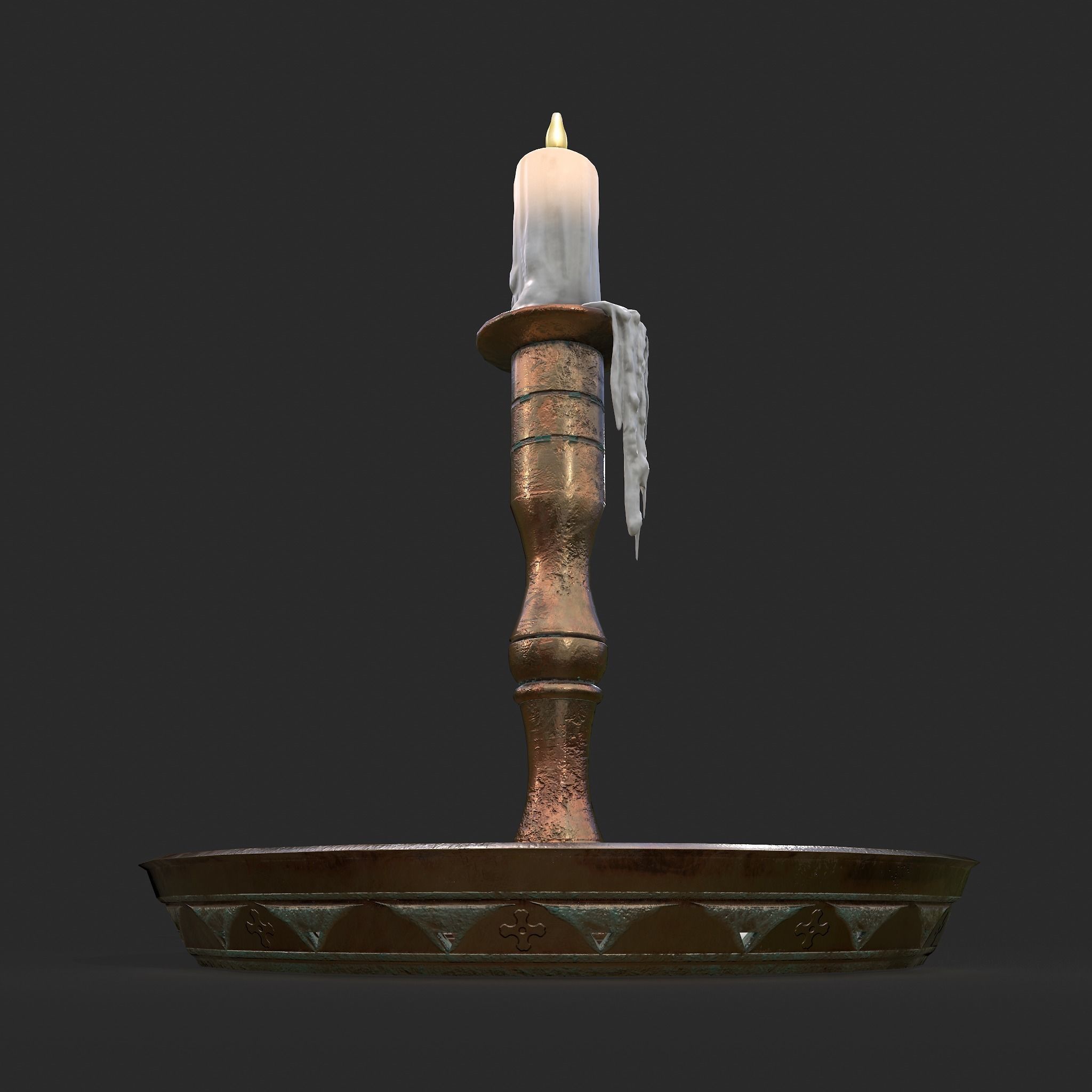Candle and Holder Low-poly 3D model_16