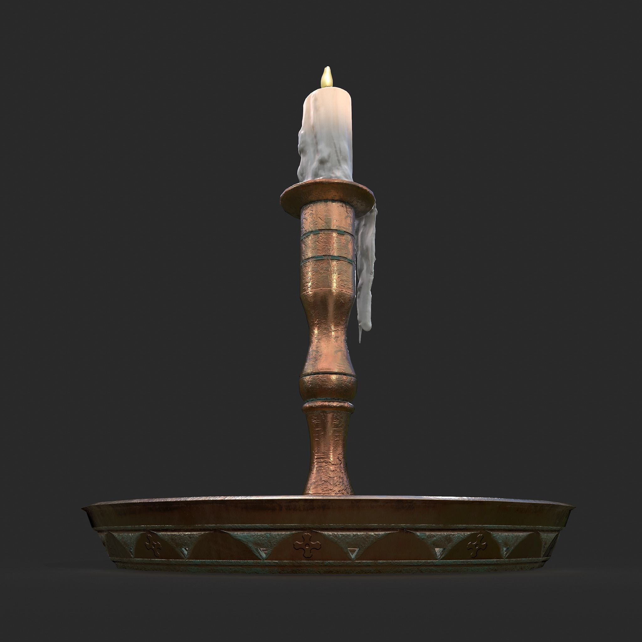 Candle and Holder Low-poly 3D model_17