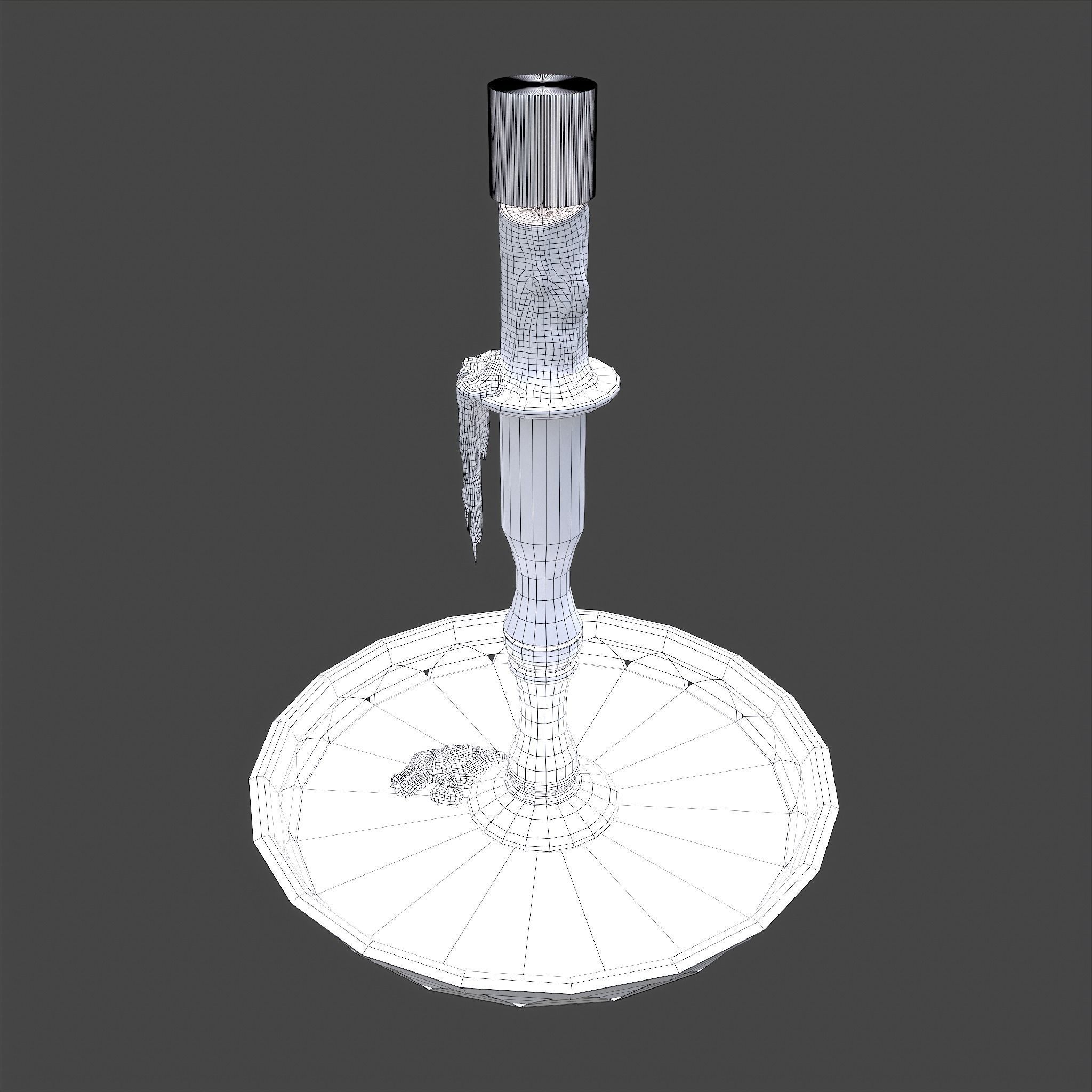 Candle and Holder Low-poly 3D model_23