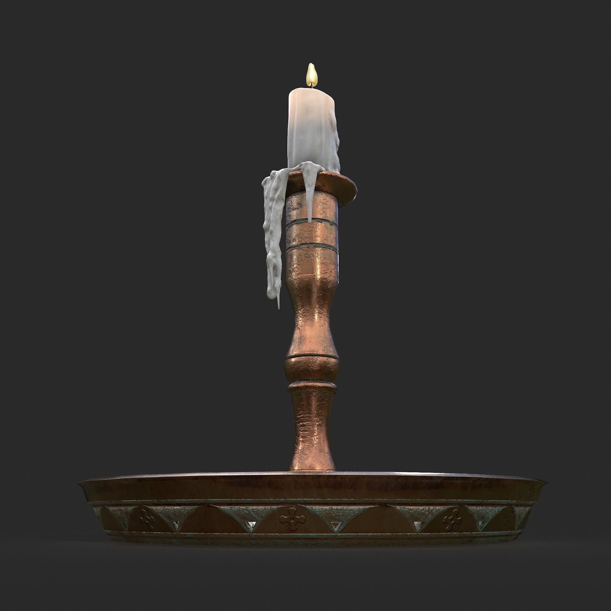 Candle and Holder Low-poly 3D model_13