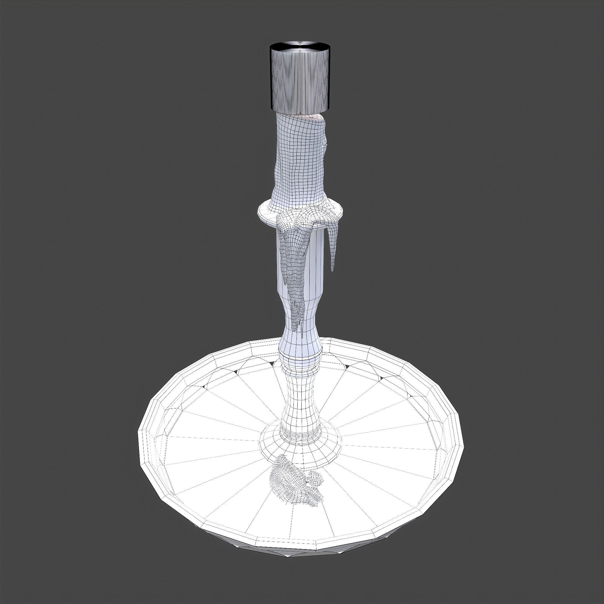 Candle and Holder Low-poly 3D model_25