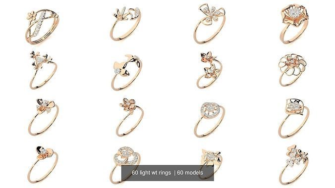 60 light wt rings  3D Model Collection