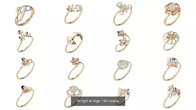60 light wt rings  3D Model Collection