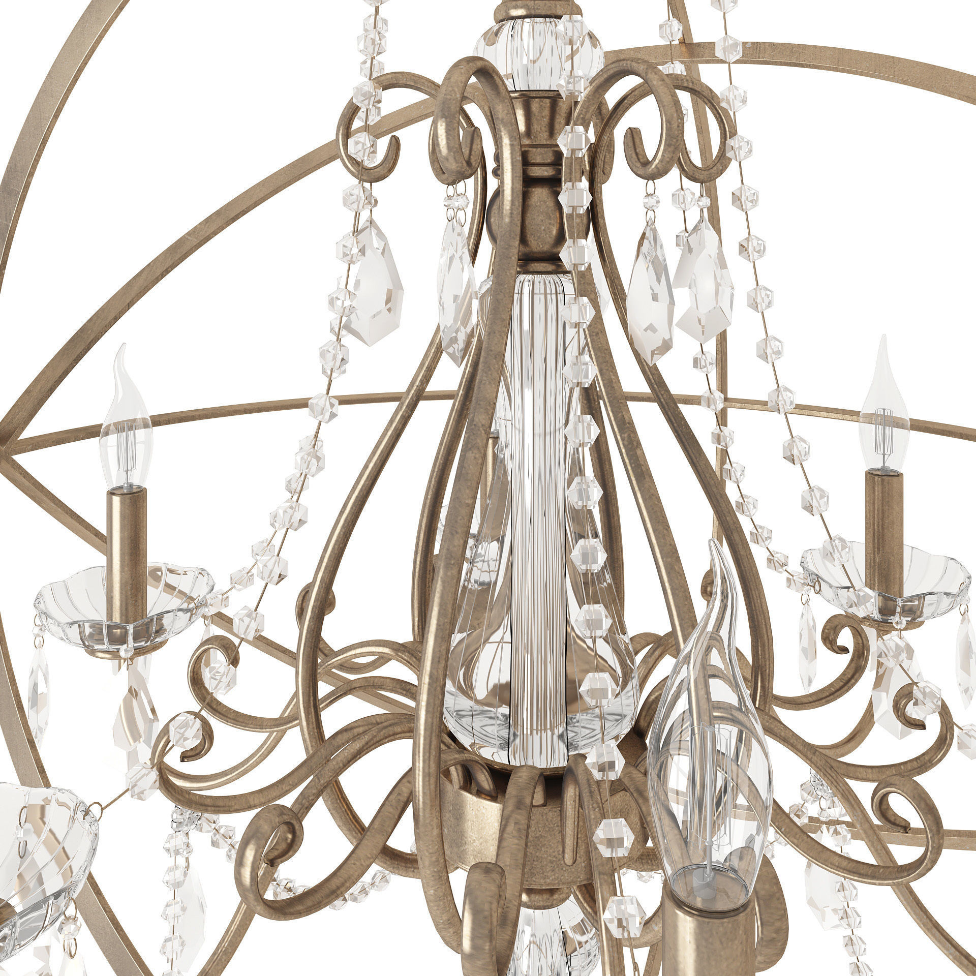 Golden Chandelier Foucault Style 3D model_4