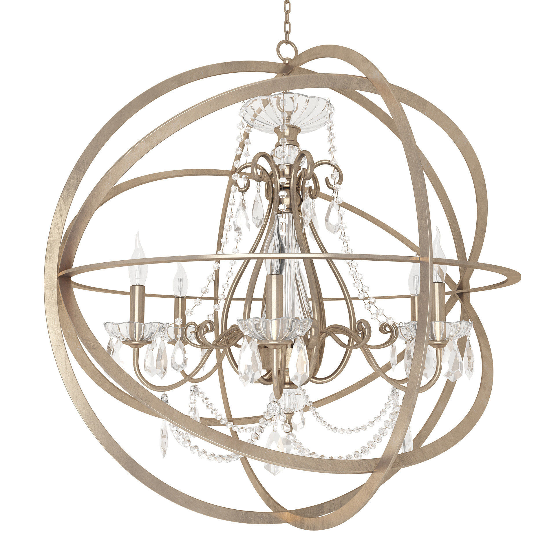 Golden Chandelier Foucault Style 3D model_3