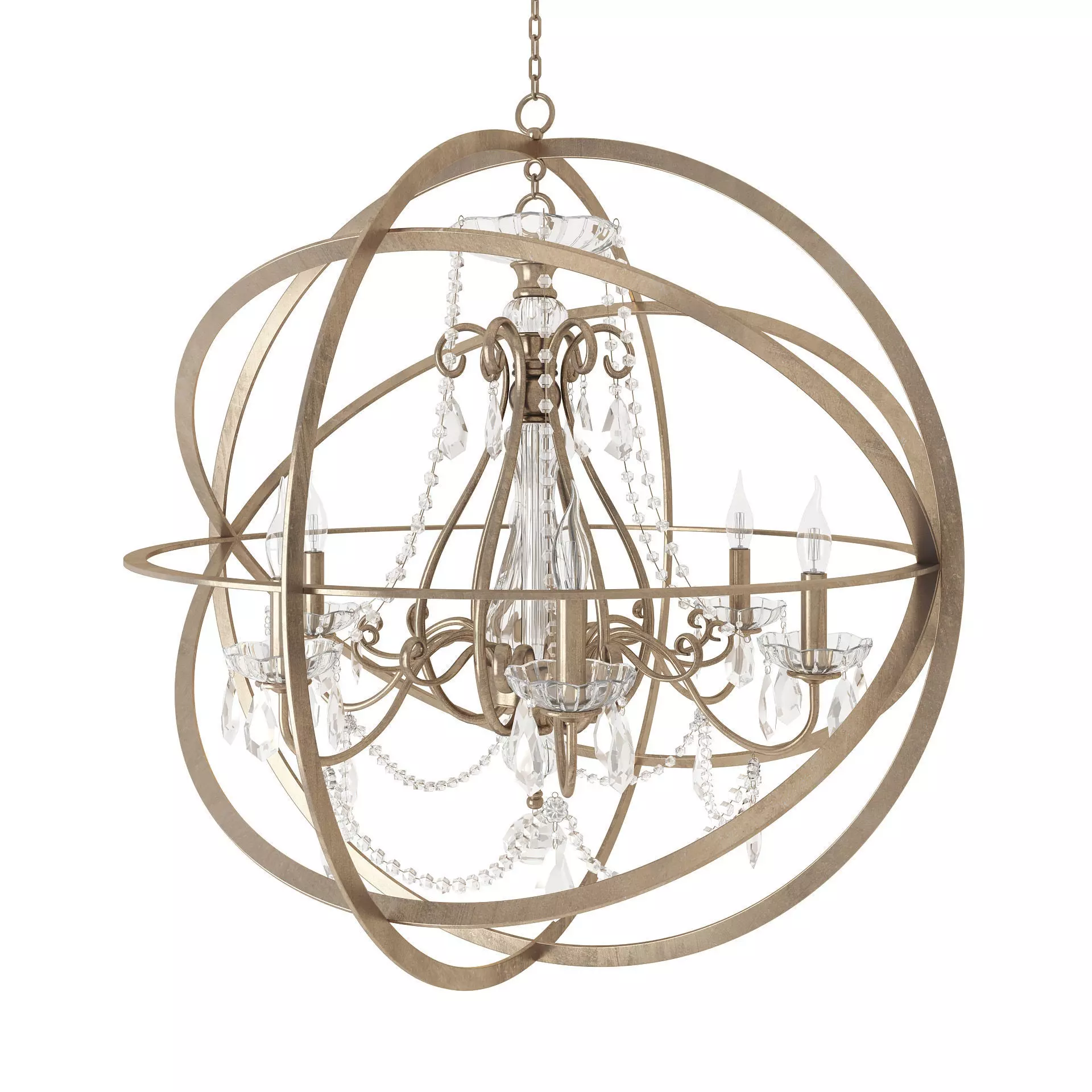 Golden Chandelier Foucault Style 3D model_0