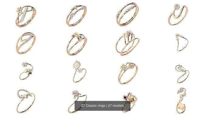 27 Classic rings 3D Model Collection