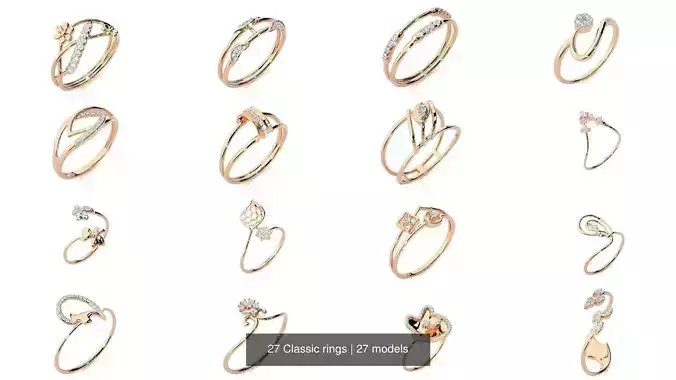 27 Classic rings 3D Model Collection