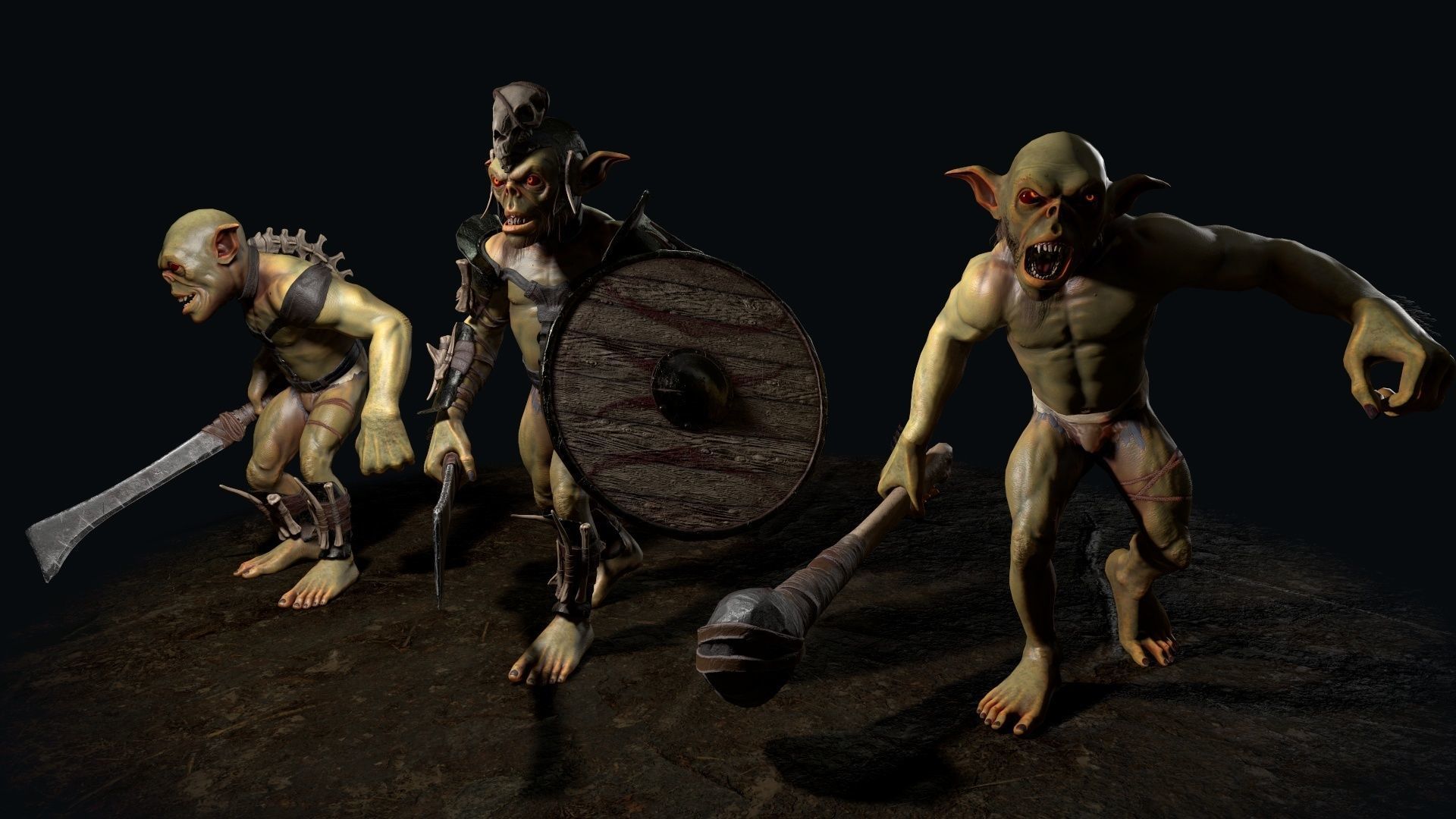 Goblin 1 humanoid creature Low-poly 3D model_9