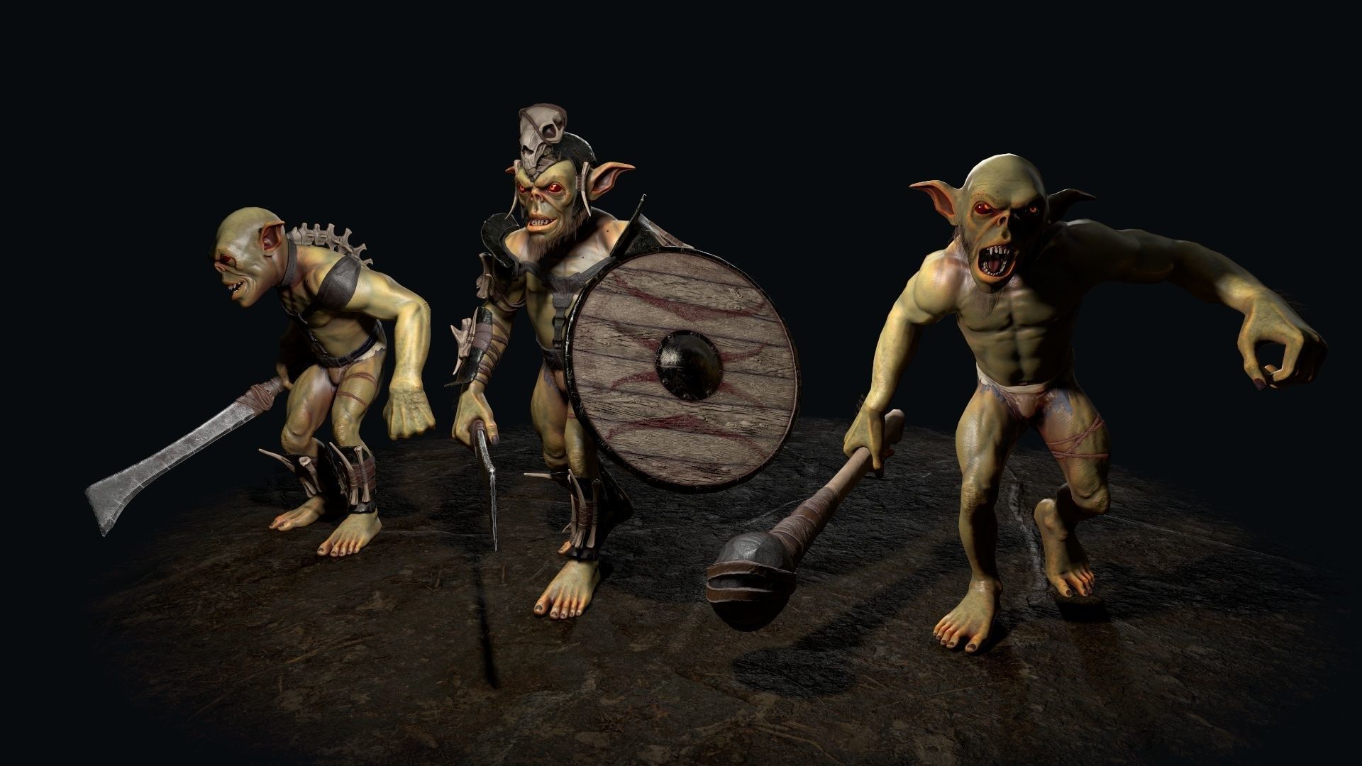 Goblin 1 humanoid creature Low-poly 3D model_3