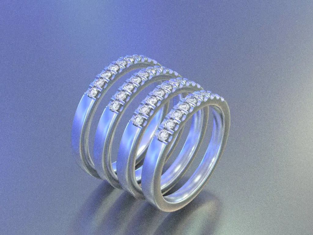 9 Diamonds Ring - 4 Sizes 3D print model_0