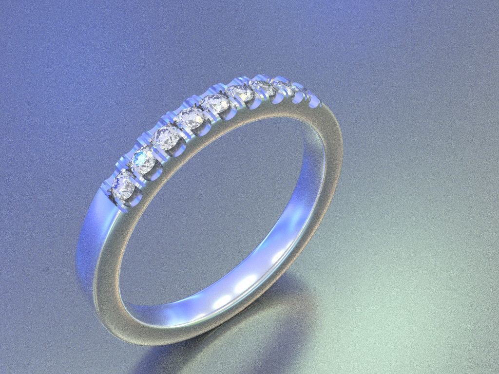 9 Diamonds Ring - 4 Sizes 3D print model_3
