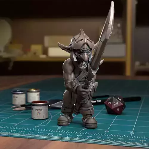 Goblin Spearman 05 - Presupported  3D print model