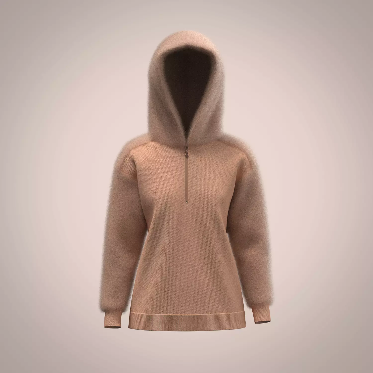 Ladies Hoodie with fur 3D model_0