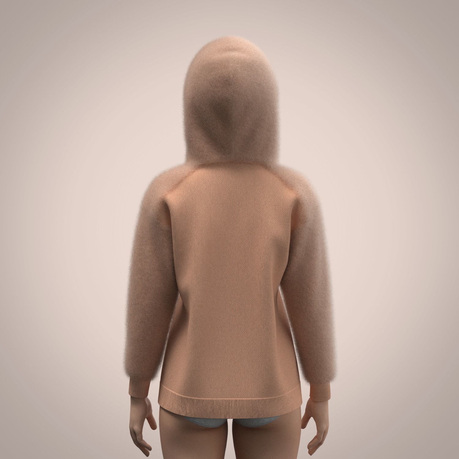 Ladies Hoodie with fur 3D model_5