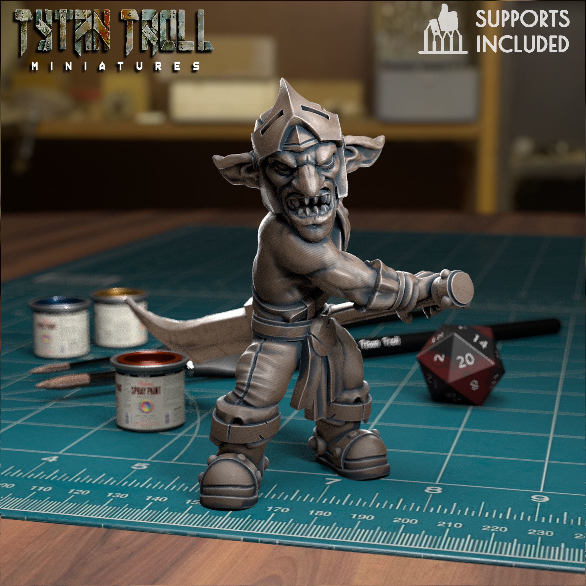 Goblin Spearman 07 - Presupported  3D print model_4