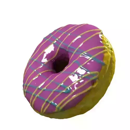 020 Donut pink wire Scan 3D model with UV map