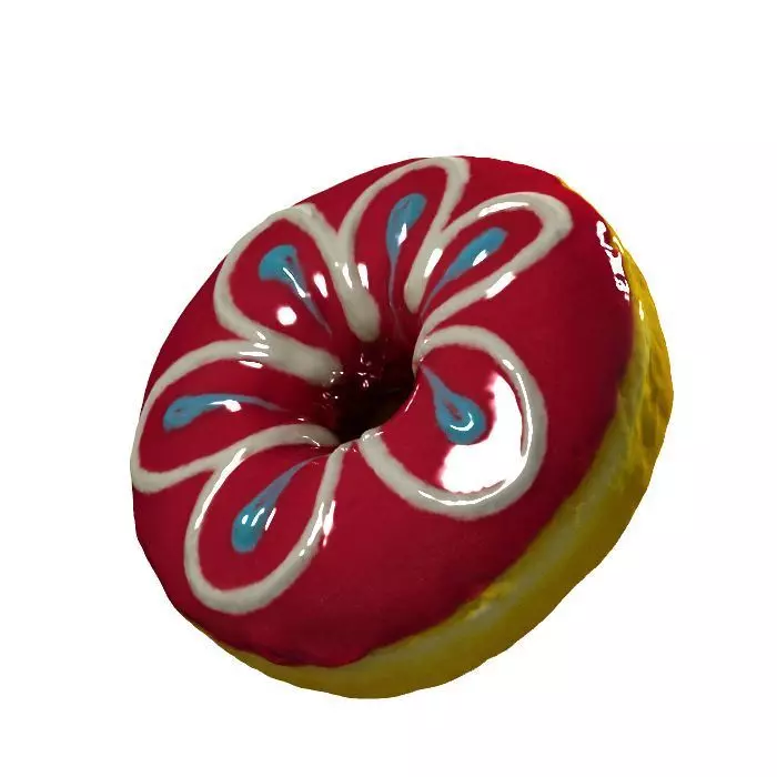 019 Donut Pink Flower Scan 3D model with UV map 3D model_0